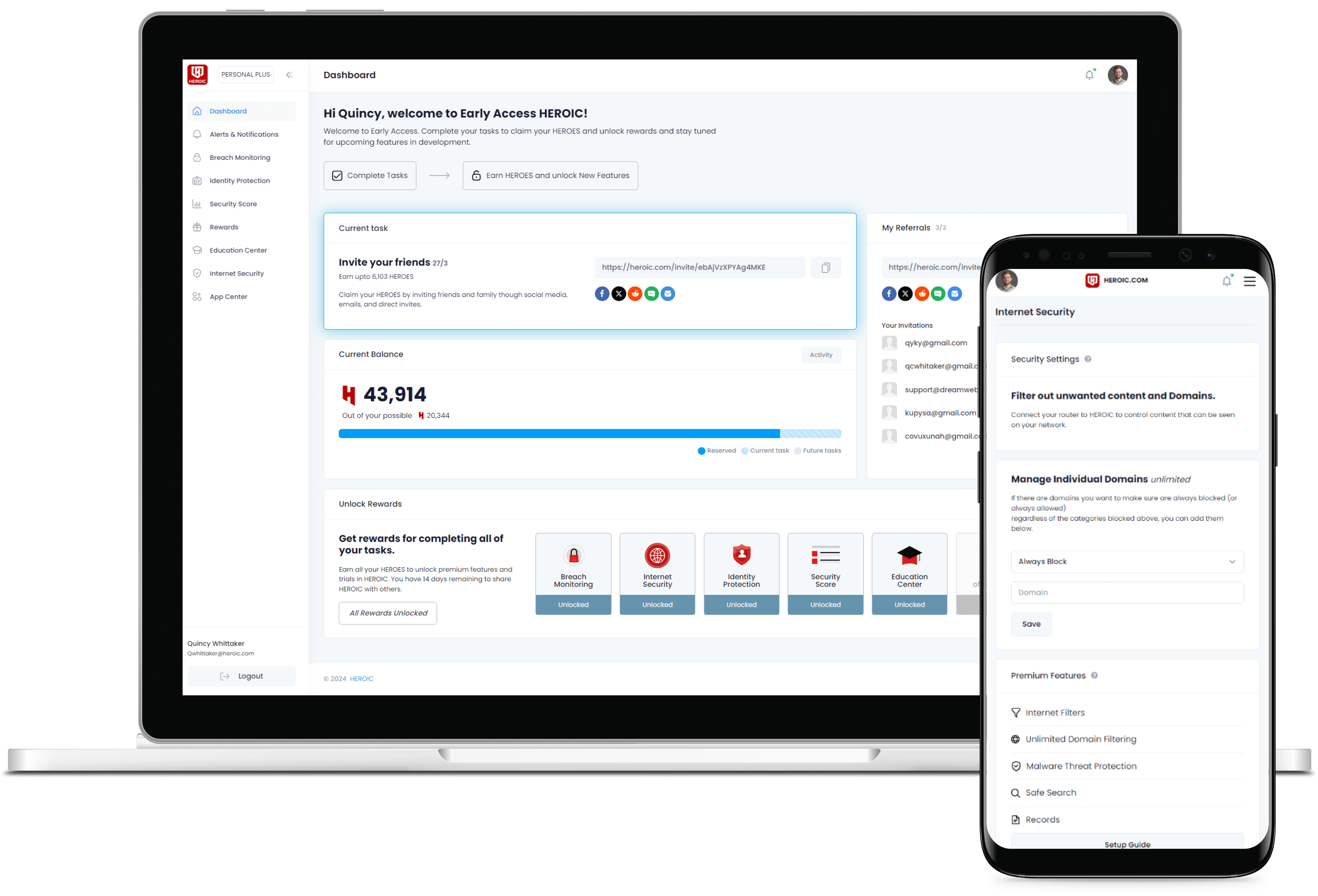 HEROIC Consumer Platform Mockup